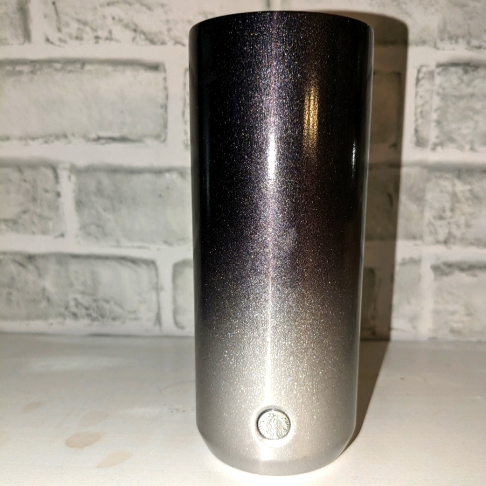 Starbucks 2019 Stainless Steel Tumbler Glitter Ombre Metallic Black Gray 12OZ